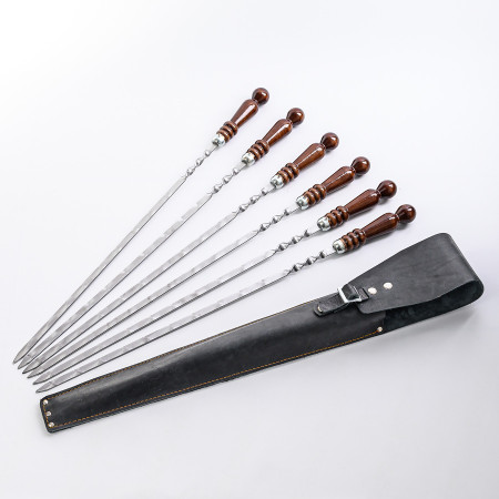 A set of skewers 670*12*3 mm in a black leather case в Владивостоке